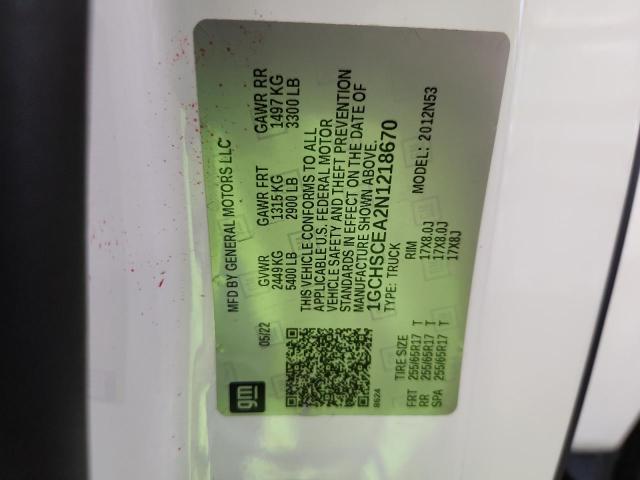 1GCHSCEA2N1218670 - 2022 CHEVROLET COLORADO LT WHITE photo 12