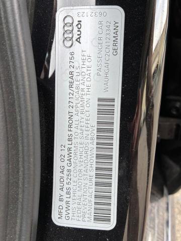 WAUHGAFC2CN123342 - 2012 AUDI A6 PRESTIGE BLACK photo 10