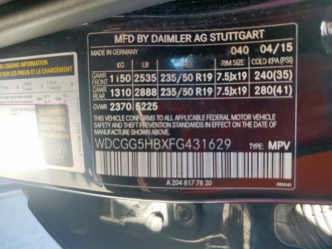 WDCGG5HBXFG431629 - 2015 MERCEDES-BENZ GLK 350 BLACK photo 13