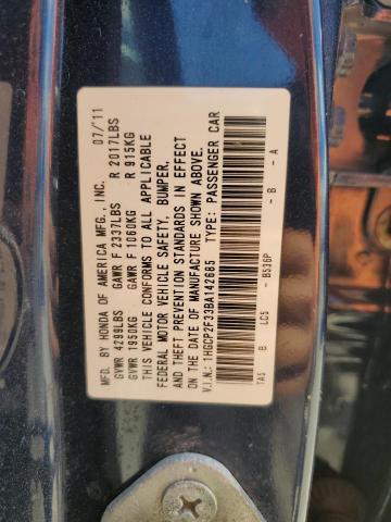 1HGCP2F33BA142685 - 2011 HONDA ACCORD LX 蓝色 照片 12