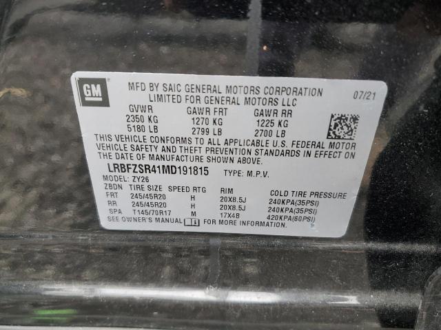 LRBFZSR41MD191815 - 2021 BUICK ENVISION AVENIR Czarny zdjęcie 13