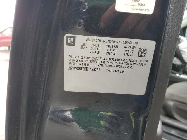 2G1WG5E35D1126251 - 2013 CHEVROLET IMPALA LT BLACK photo 12