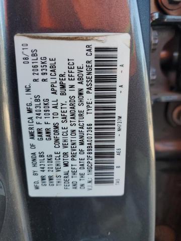 1HGCP2F89BA007366 - 2011 HONDA ACCORD EXL GRAY photo 12