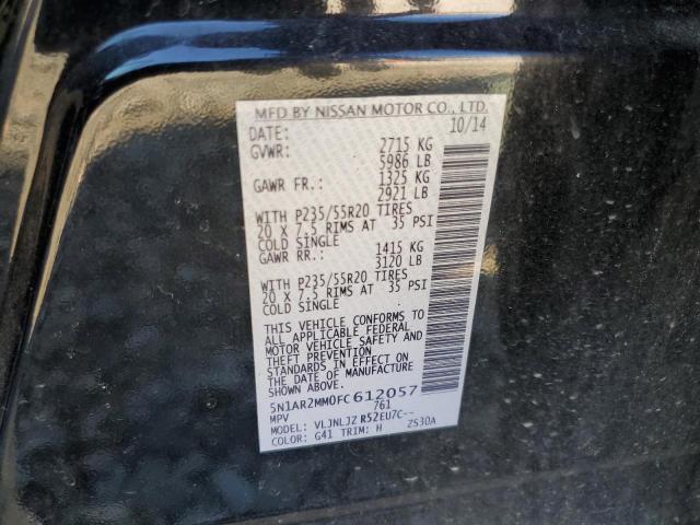 5N1AR2MM0FC612057 - 2015 NISSAN PATHFINDER S BLACK photo 13