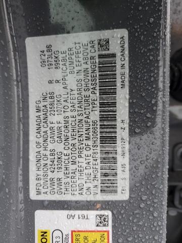 2HGFE4F81SH306656 - 2025 HONDA CIVIC SPORT GRAY photo 12