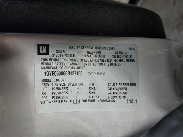 1GYEC63868R127158 - 2008 CADILLAC ESCALADE LUXURY Srebrny zdjęcie 13