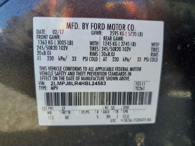 2LMPJ8LR4HBL24583 - 2017 LINCOLN MKX RESERVE Сірий фото 14