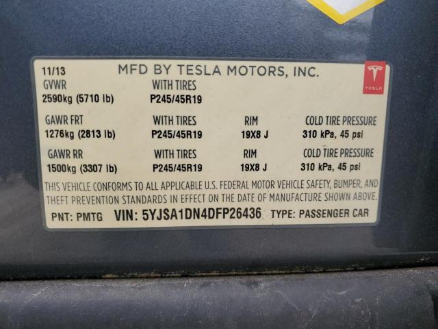 5YJSA1DN4DFP26436 - 2013 TESLA MODEL S გრაფიტი ფოტო 12