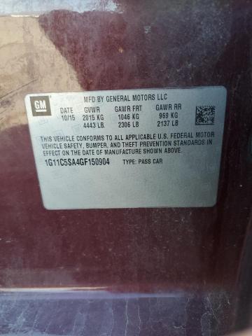 1G11C5SA4GF150904 - 2016 CHEVROLET MALIBU LIM LT 红色 照片 12