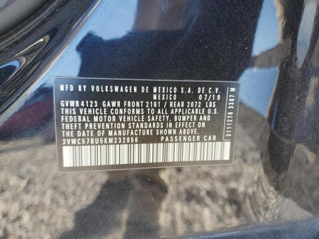 3VWC57BU5KM232856 - 2019 VOLKSWAGEN JETTA S BLACK photo 12