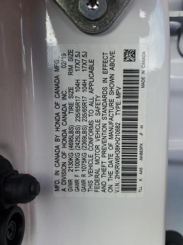 2HKRW6H38KH210682 - 2019 HONDA CR-V LX Weiß Foto 13