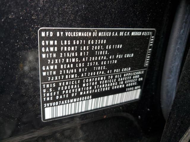 3VV0B7AX5MM080866 - 2021 VOLKSWAGEN TIGUAN S Սև լուսանկար 13