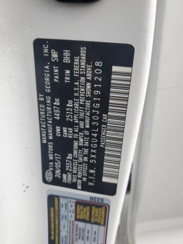 5XXGU4L30JG191208 - 2018 KIA OPTIMA EX Weiß Foto 12