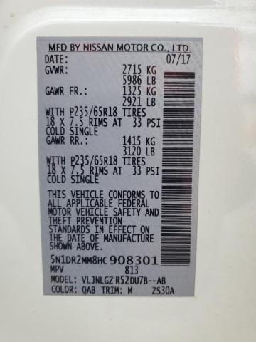 5N1DR2MM8HC908301 - 2017 NISSAN PATHFINDER S Biały zdjęcie 14