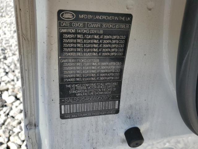 SALSF25466A950972 - 2006 LAND ROVER RANGE ROVE HSE WHITE photo 13