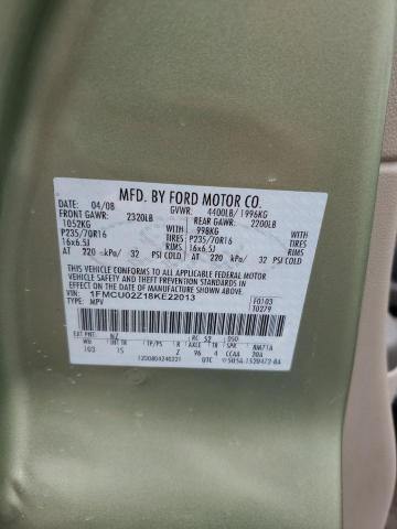 1FMCU02Z18KE22013 - 2008 FORD ESCAPE XLS GREEN photo 13
