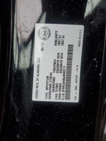 5FNRL6H86JB503711 - 2018 HONDA ODYSSEY TOURING BLACK photo 14