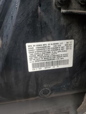 5FNYF4H5XCB085265 - 2012 HONDA PILOT EXL Siyah fotoğraf 12