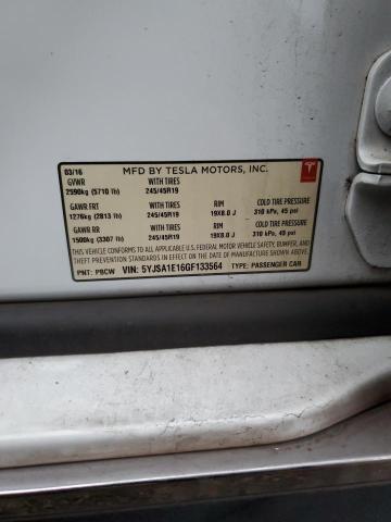 5YJSA1E16GF133564 - 2016 TESLA MODEL S WHITE photo 13