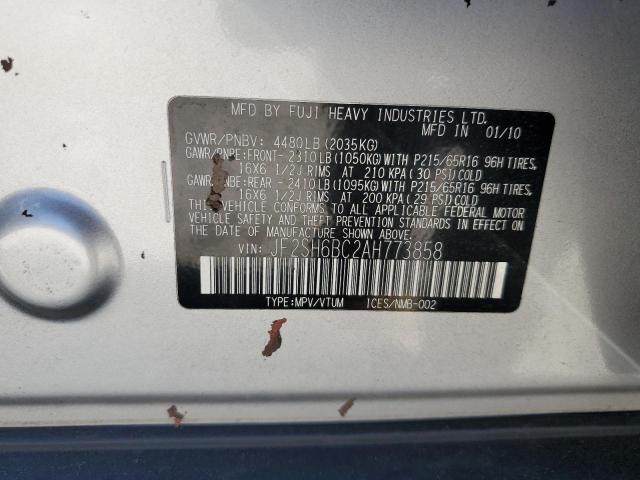 JF2SH6BC2AH773858 - 2010 SUBARU FORESTER XS SILVER photo 14