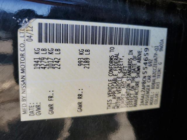 1N4AL2AP8CN554659 - 2012 NISSAN ALTIMA BASE BLACK photo 12