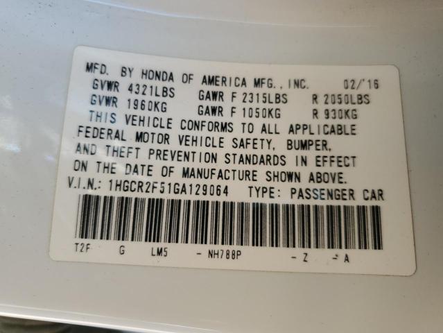 1HGCR2F51GA129064 - 2016 HONDA ACCORD SPORT 白色 照片 13