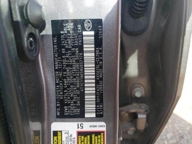 4T1C11AK5NU657176 - 2022 TOYOTA CAMRY LE GRAY photo 12
