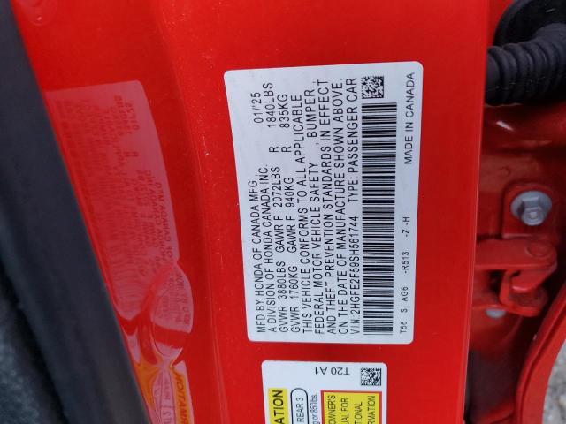 2HGFE2F59SH561744 - 2025 HONDA CIVIC SPORT 红色 照片 13