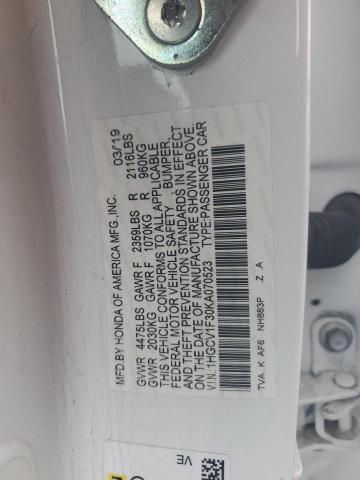 1HGCV1F30KA070523 - 2019 HONDA ACCORD SPORT Beyaz fotoğraf 12