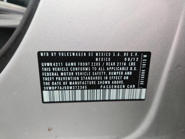 3VWDP7AJ5DM372365 - 2013 VOLKSWAGEN JETTA SE SILVER photo 12