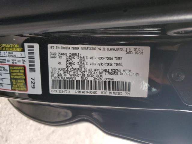 3TYRZ5CN2LT000959 - 2020 TOYOTA TACOMA ACCESS CAB أسود صورة 12