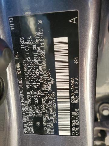 5TDZK3EH3DS142363 - 2013 TOYOTA HIGHLANDER BASE Grau Foto 14