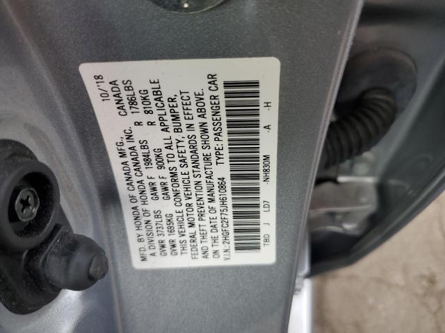 2HGFC2F75JH610864 - 2018 HONDA CIVIC EX Boz foto 12