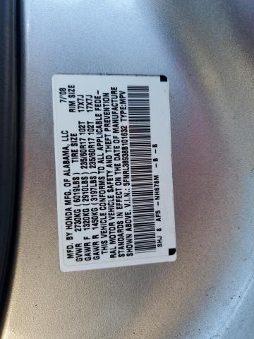 5FNRL38938B101632 - 2008 HONDA ODYSSEY TOURING SILVER photo 13