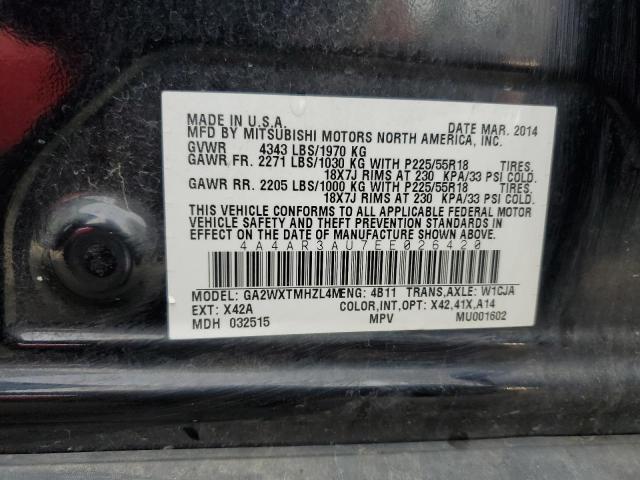 4A4AR3AU7EE026420 - 2014 MITSUBISHI OUTLANDER ES BLACK photo 13