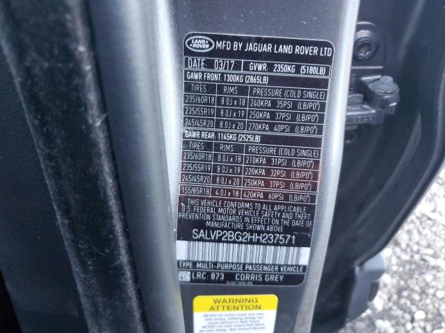 SALVP2BG2HH237571 - 2017 LAND ROVER RANGE ROVE SE GRAY photo 13