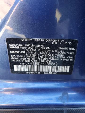 JF2GUHDC3SH288849 - 2025 SUBARU CROSSTREK PREMIUM BLUE photo 13