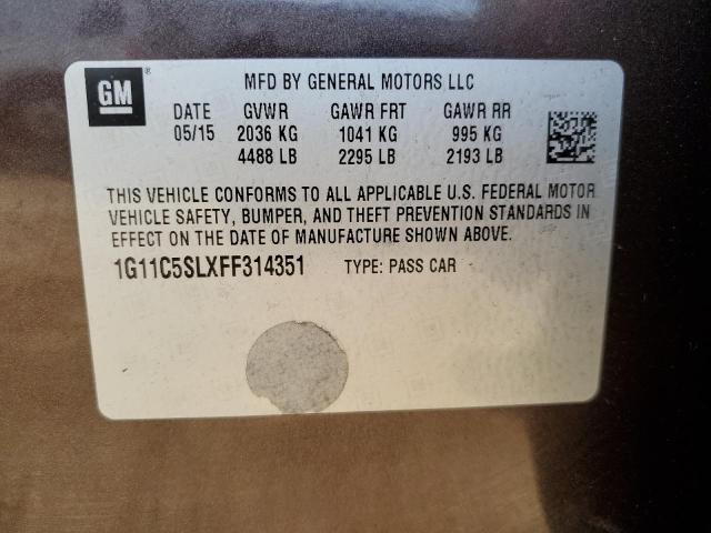 1G11C5SLXFF314351 - 2015 CHEVROLET MALIBU 1LT BROWN photo 13