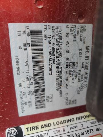 1FMFU185X8LA73872 - 2008 FORD EXPEDITION EDDIE BAUER Червоний фото 14