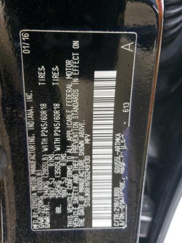 5TDJKRFH7GS249130 - 2016 TOYOTA HIGHLANDER XLE BLACK photo 13