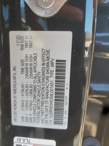 5J6RW2H53ML001451 - 2021 HONDA CR-V EX BLACK photo 12
