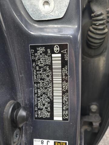 JTDKN3DU5C1499367 - 2012 TOYOTA PRIUS GRAY photo 12