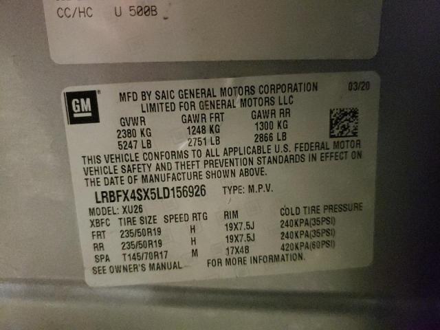 LRBFX4SX5LD156926 - 2020 BUICK ENVISION PREMIUM II Մոխրագույն լուսանկար 13