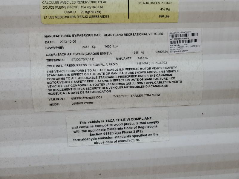 5SFPB3125RE531301 - 2024 HEARTLAND PROWLER Bicolor foto 10