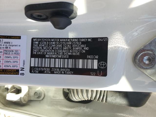 NMTKHMBX5MR126830 - 2021 TOYOTA C-HR XLE WHITE photo 13