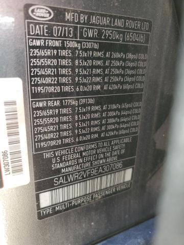 SALWR2VF9EA307086 - 2014 LAND ROVER RANGE ROVE HSE GRAY photo 13