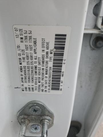 JHLRE48798C037384 - 2008 HONDA CR-V EXL WHITE photo 14