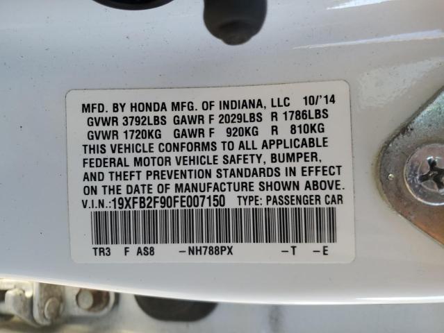 19XFB2F90FE007150 - 2015 HONDA CIVIC EXL WHITE photo 12