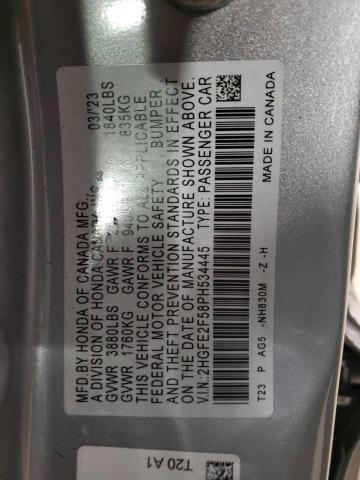 2HGFE2F58PH534445 - 2023 HONDA CIVIC SPORT 银色 照片 12