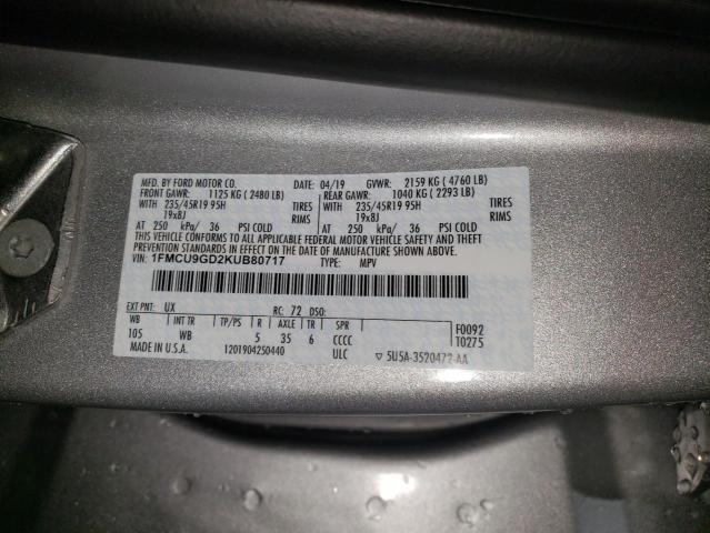 1FMCU9GD2KUB80717 - 2019 FORD ESCAPE SE Gümüş foto 13